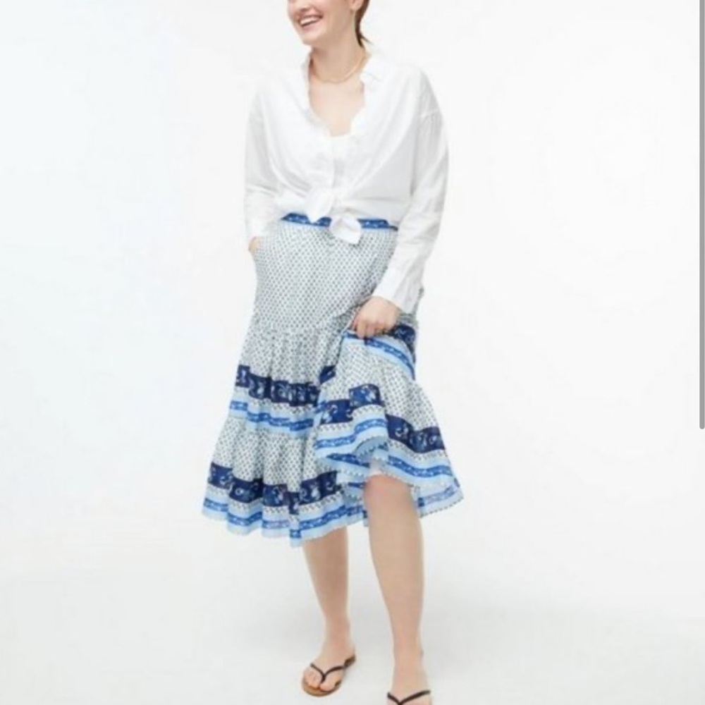 J. Crew Blue and White A-Line Skirt